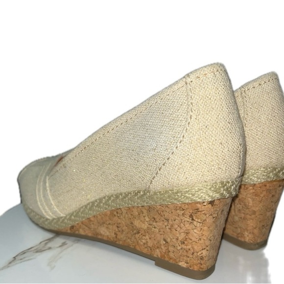Kohl's Sonoma Life Style Gold Peep Toe Cork Wedge Espidrilles 6.5 MED - Picture 10 of 15